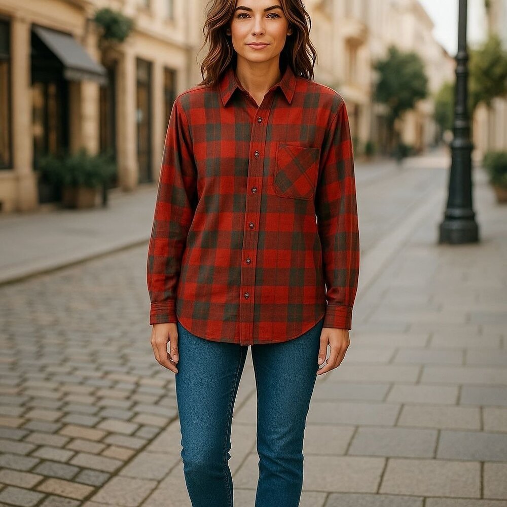 MAGELLAN Outdoors Women's Classic Fit Plaid Shirt SMALL